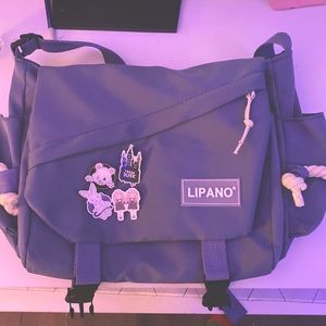 Messenger bag cute blue with pins